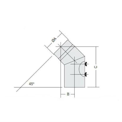 Rörböj Kaminexperten 45 Böj 150