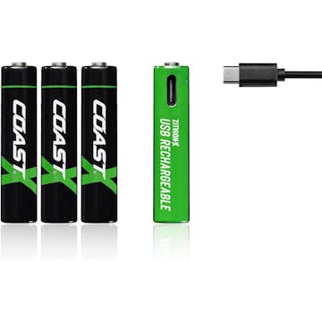Batteri Coast Uppladdningsbara AAA 1,5V 750 mAh 4-pack inkl Laddningskabel