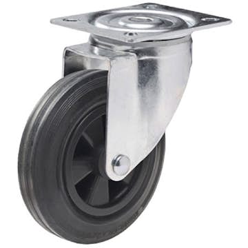 Containerhjul Millers Svart 125 mm