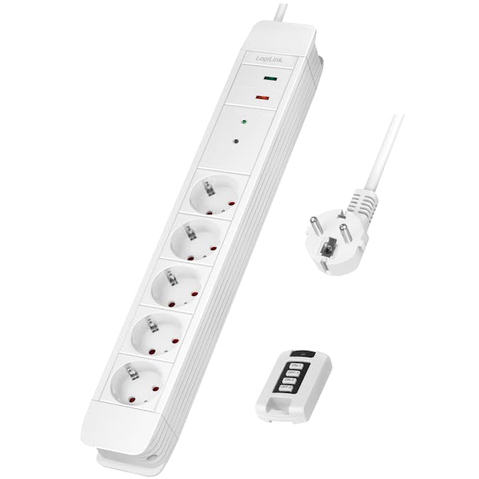 Grenuttag LogiLink 5-vägs Med Fjärr 433 MHz Överspänningsskydd 1,5 m