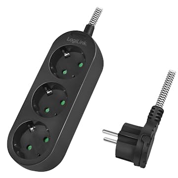 Grenuttag LogiLink 3-vägs Med Textilkabel