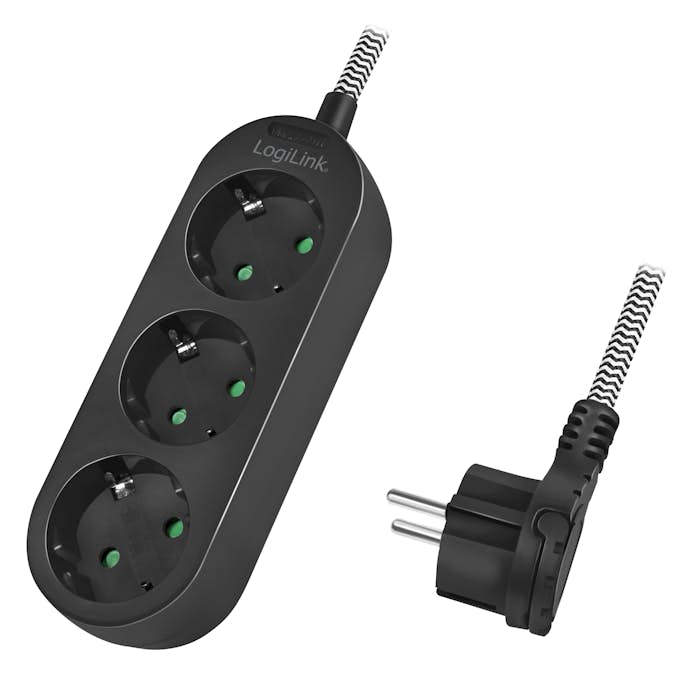 Grenuttag LogiLink 3-vägs Med Textilkabel