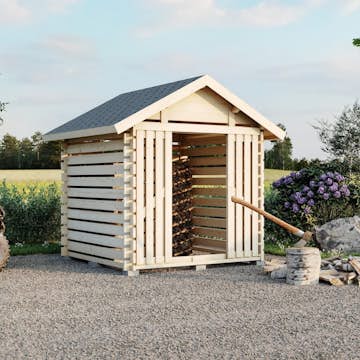 Vedbod Luoman Lillevilla Tahko 4 m² Vedförvaring med Sadeltak i Lösvirke
