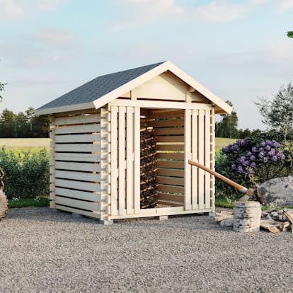 Vedbod Luoman Lillevilla Tahko 4 m² Vedförvaring med Sadeltak i Lösvirke