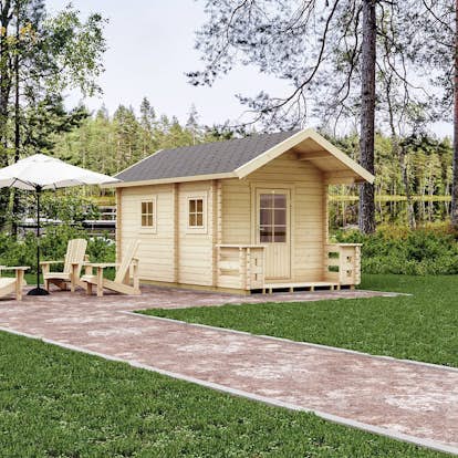 Bastu Luoman Tulilampi 10,3 m² Fristående Utebastu med Sadeltak & Dubbla Rum