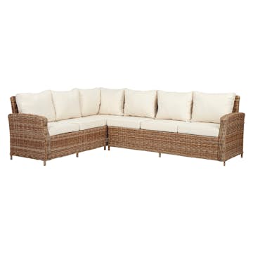 Hörnsoffa Ute VILA Gotland, Rottingsoffa med Dynor och Aluminiumram