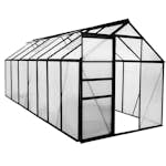 Växthus Green Land Svart Aluminiumstomme med Skjutdörr & Öppningsbara Polykarbonatfönster, 8,2 m²