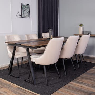 Matgrupp Venture Home Jane med 6 Vera Stolar Sammet