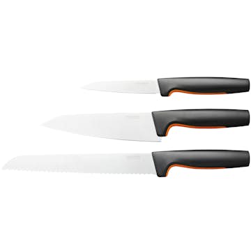 Knivset Fiskars Functional Form 3 Delar Brödkniv, Stor Kockkniv och Grönsakskniv