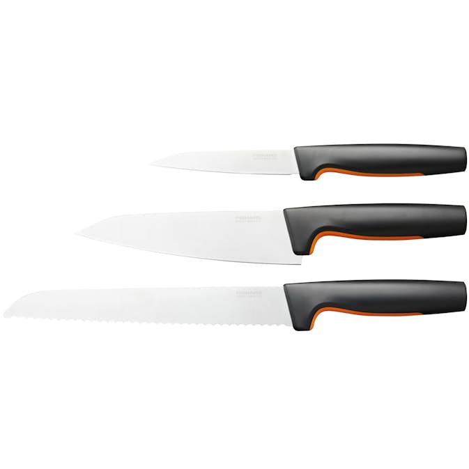 Knivset Fiskars Functional Form 3 Delar Brödkniv, Stor Kockkniv och Grönsakskniv