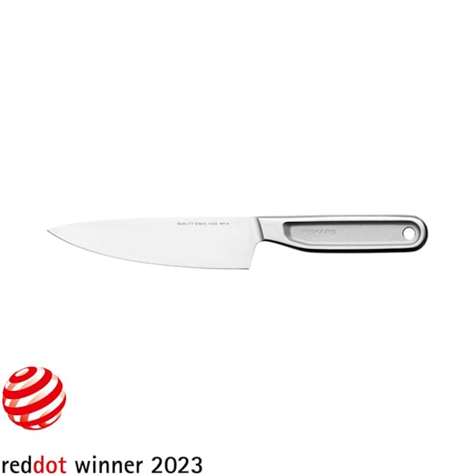 Fiskars Kockkniv All Steel – 13,5 cm Allroundkniv i Helgjutet Rostfritt Stål