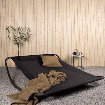 Solsäng Venture Home Goliath med Gungfunktion Utomhus i Svart Stål & Tyg