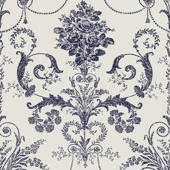 Tapet Laura Ashley Josette Off Vit& MidNacht 113387 EasyUp, Mönstrad Vit
