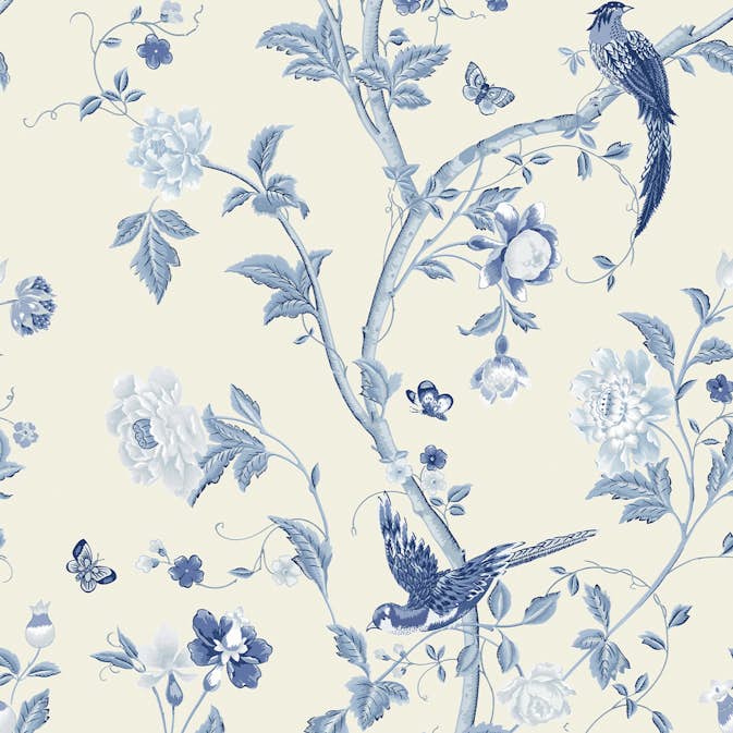 Tapet Laura Ashley Summer Palace Royal Blue 113390 EasyUp, Mönstrad Blå