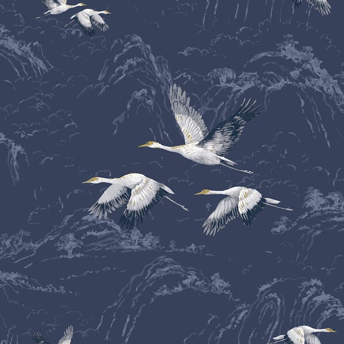 Tapet Laura Ashley Djuria Midnight 114894 EasyUp, Mönstrad Blå