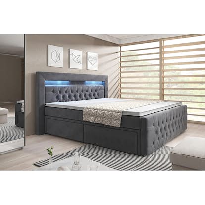 Kontinentalsäng Cloud47 Sängpaket Franco med Dubbel Förvaring och LED-belysning Sammet