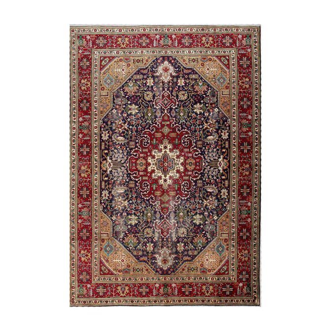 Persisk Matta Arkiio Tabriz Vintage Original Röd/Mörkblå 200x283