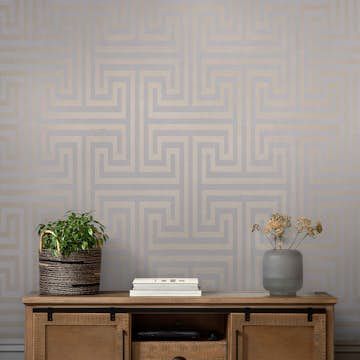 Tapet NEXT Metallic Greek Key Grey
