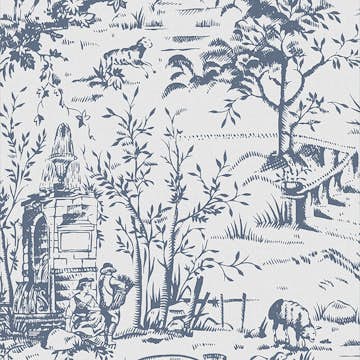 Tapet Laura Ashley Toile De Jouy Dark Seaspray Blå 118494