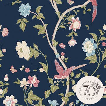 Tapet Laura Ashley Summer Palace Midnight Blå 120134