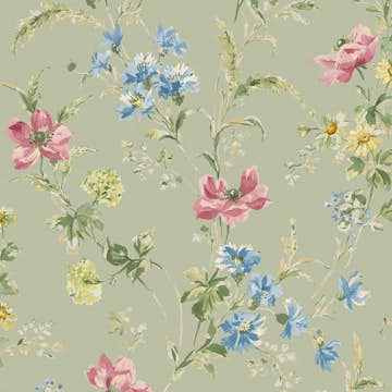 Tapet Laura Ashley Poppy Meadow Grön