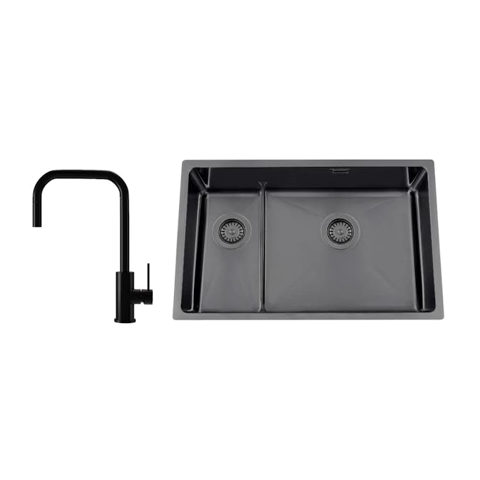 Disklåda Nordic Tech Titan 73 KHX Nickel med Köksblandare Steel Accent Square D
