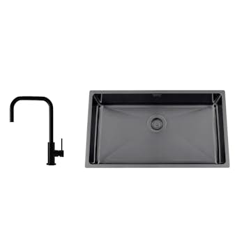 Disklåda Nordic Tech Titan 730 X med Köksblandare Steel Accent Square Shadow