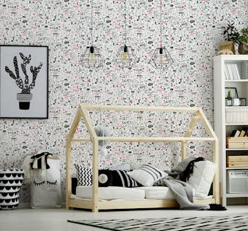 Tapet Holden Dream Catcher Doodle White Neon Pink 13340