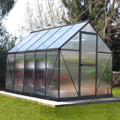 Växthus gop Mythos, Svart Aluminiumstomme med UV-Skyddade Polykarbonatskivor, 5,7 m²