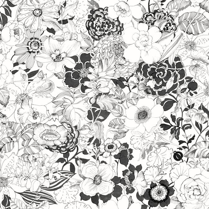 Tapet ESTAhome Blommor Svart/Vit