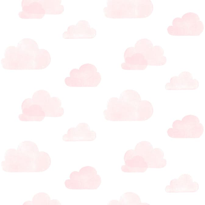 Tapet ESTAhome Stämplade Moln Ljusrosa/Vit