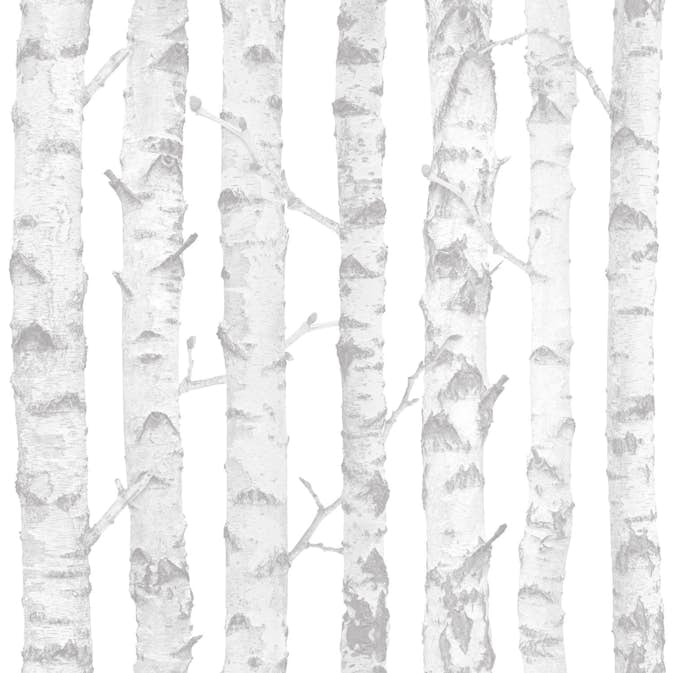 Tapet ESTAhome Björkstammar Silver/Vit