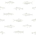 Tapet ESTAhome Tecknad Fisk Vit/Silver