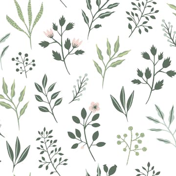 Tapet ESTAhome Blommönster i Skandinavisk Stil Vit/Grå/Grön