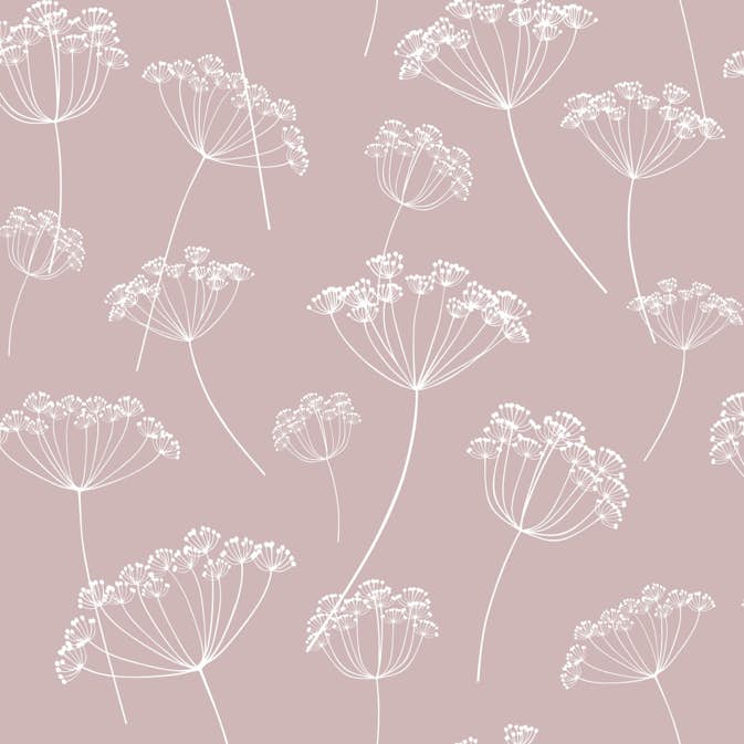 Tapet ESTAhome Blomflock Antikrosa/Vit