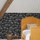 Tapet ESTAhome Blomflock Svart/Vit