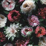 Tapet ESTAhome Blommor Rosa Svart/Mörkgrön
