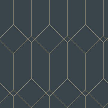 Tapet ESTAhome Art Deco Mörkblå/Guld EW139225