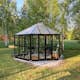 Växthus/Orangeri Metalcraft Hexagon Svart Aluminiumstomme med UV-Skyddat & Härdat Säkerhetsglas, 12,6 m²