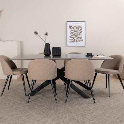 Matgrupp Venture Home med Piata Matbord och 6 Valentina Stitcthes Matstolar