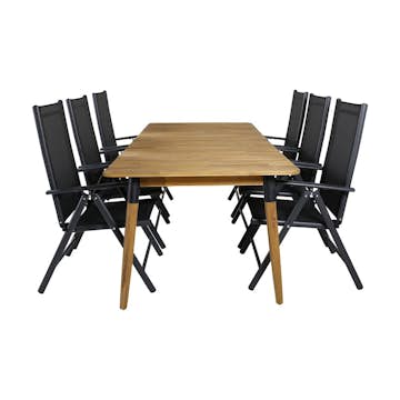 Matgrupp Venture Home Julian Matgrupp Utomhus 210cm med 6 Break Positionsstolar