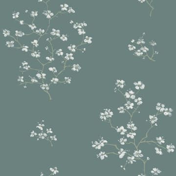 Tapet ESTAhome Blommande Grenar Bensingrön