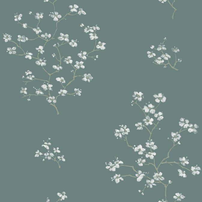 Tapet ESTAhome Blommande Grenar Bensingrön