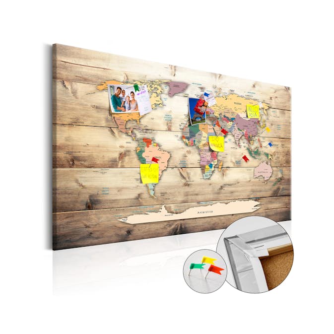 Anslagstavla Arkiio World Map Wooden Oceans