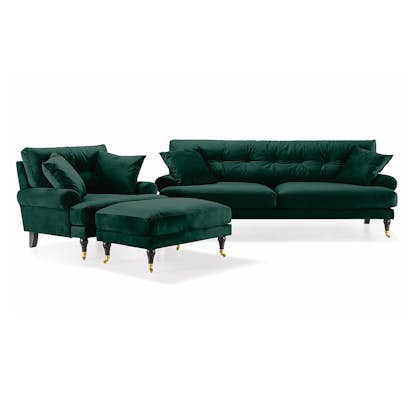 Soffgrupp Scandinavian Choice Andrew 3-sits+Fåtölj+Fotpall Sammet