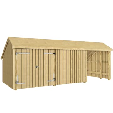 Multi Trädgårdshus 15,5 m² - 3 moduler m/dubbeldörr och stängd/öppen framsida