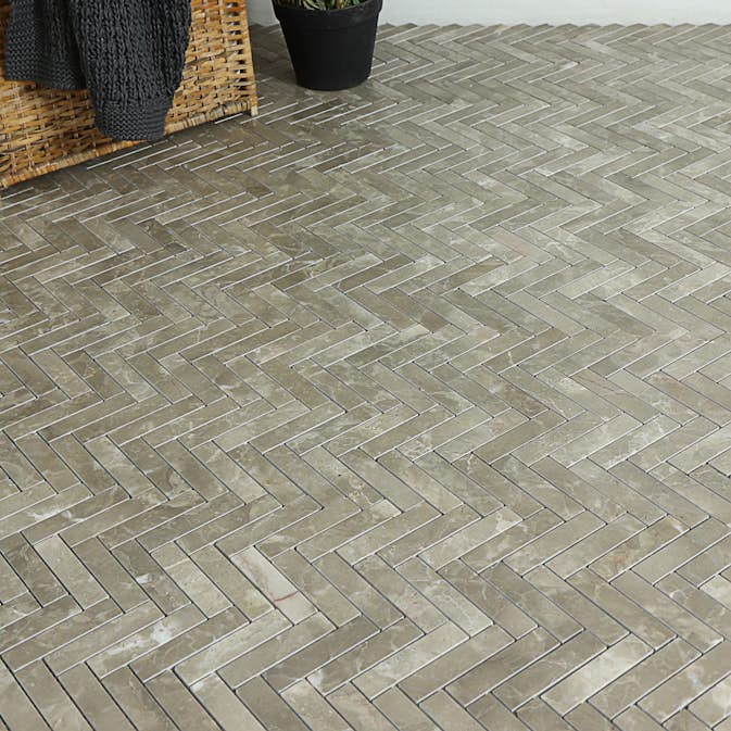 Mosaik Tenfors Marmor Fishbone Bone 2x10 cm