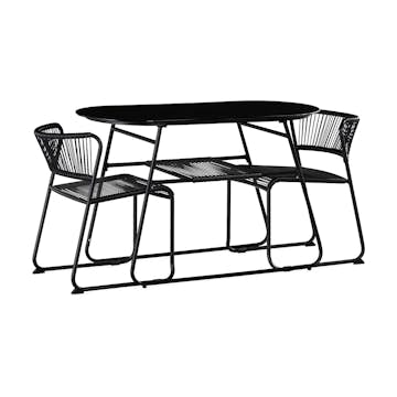 Caféset Comfort Garden Lamborg 120 cm Oval med 2 Trädgårdsstolar Utomhus