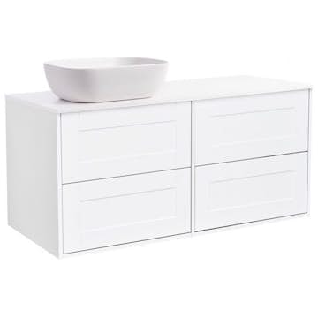 Tvättställsskåp Alterna Gabriella 120 med Bänkskiva Kvartskomposit och Rektangulärt Tvättställ