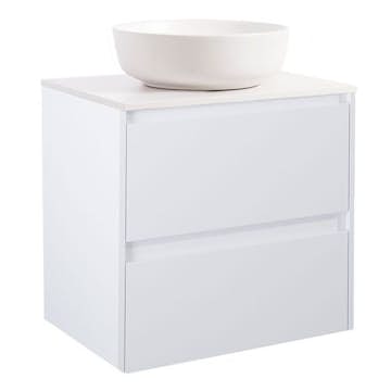 Tvättställsskåp Alterna Luxor med Bänkskiva Kvartskomposit och Runt Tvättställ